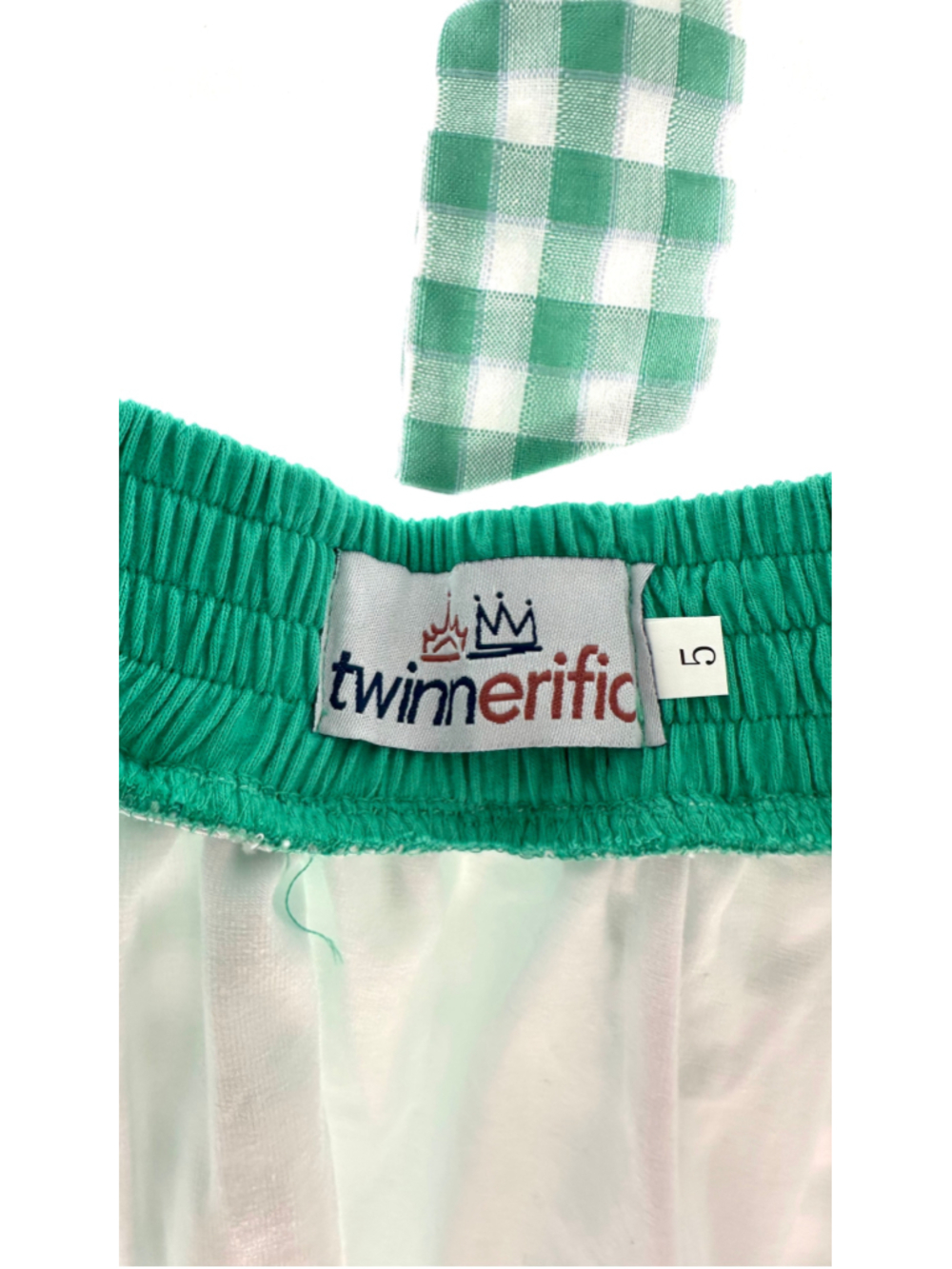 ROYAL ORCHARD twinnerific YOU ARE MY SUNSHINE Dress GIRLS 5T Green White Gingham - Picture 7 of 9